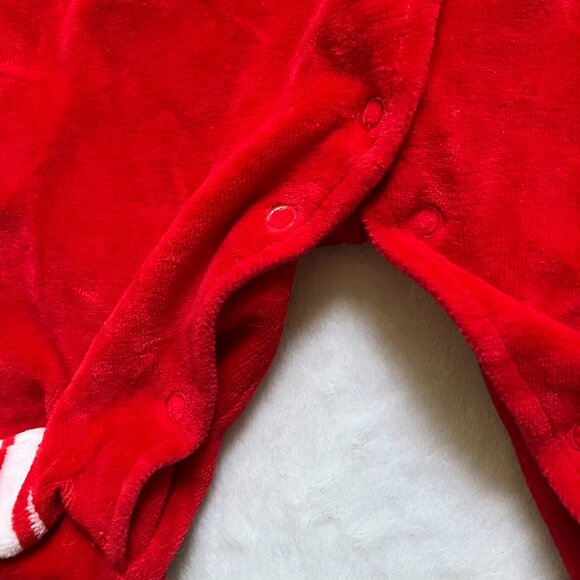 Tots Fifth Avenue Baby Footed Romper Size 6M | Red Velour Striped Pajamas VGUC - Picture 11 of 16